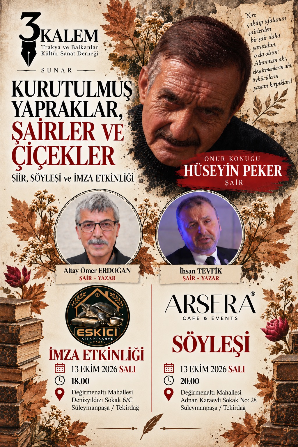 soylesi ÜÇ ŞAİR, ÜÇ AYRI SES, BİR EDEBİYAT BULUŞMASI